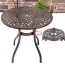 Garden Dining Picnic Coffee Table, Weather Resistant Outdoor Patio Furniture Bistro Sets, Cast Aluminum Table for Lawn Backyard Balcony, Red Gold