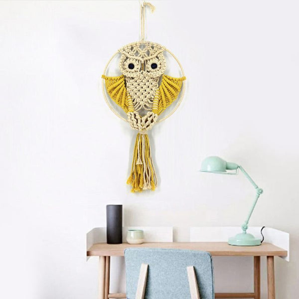 Macrame Wall Hanging Art Owl Woven Tapestry